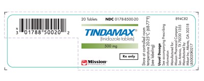 TIN 8699 L850020R0217 Tindamax 500mg 20ct label FNL2 VP